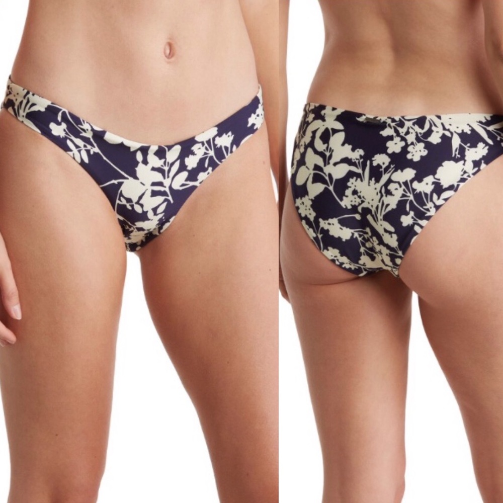 Maaji Blue Flower Shadow Flirt Reversible Bikini BottomsSz S